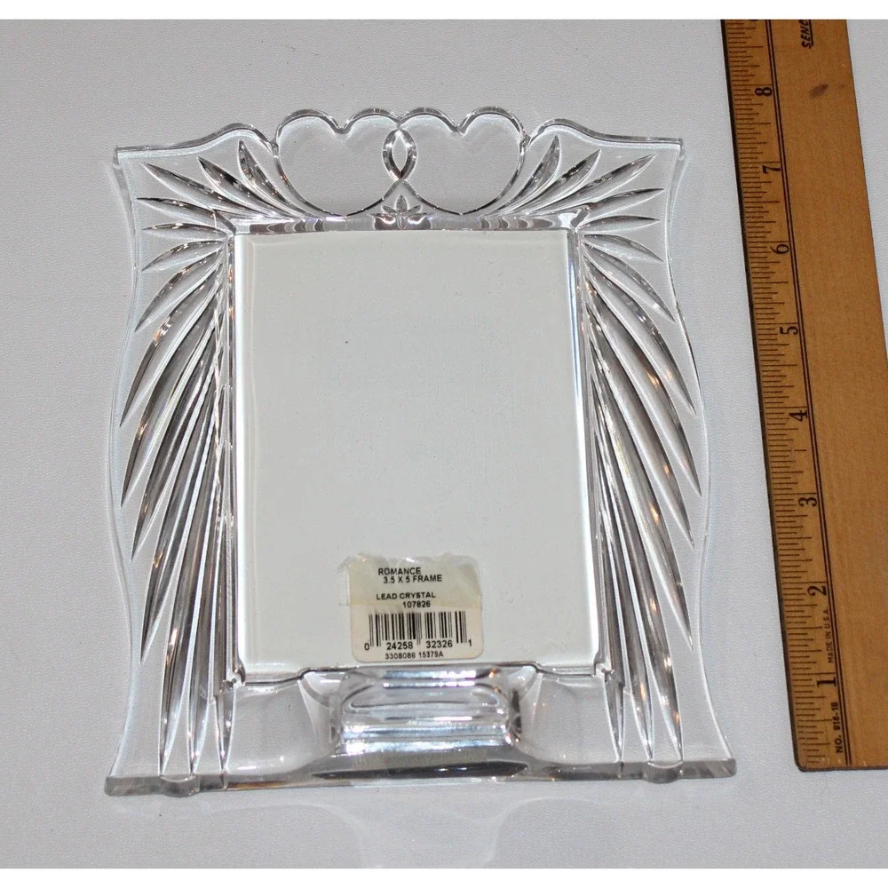 Marquis by Waterford 3.5x5 lead crystal photo frame romance double heart‎ 107826